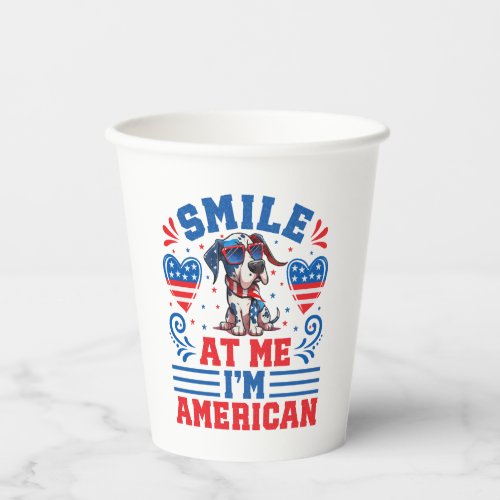 Patriotic Great Dane Dog for 4th Of July Paper Cups