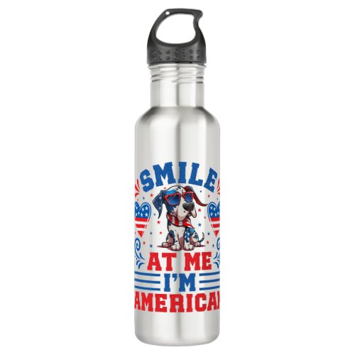 Patriotic Great Dane Dog for 4th Of July Stainless Steel Water Bottle