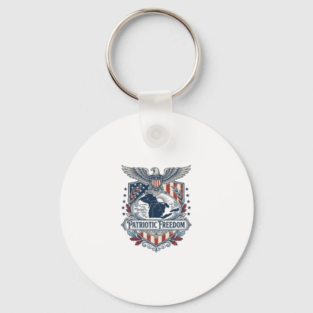 Patriotic Great Lakes Pride Vector Graphic Tee_1 Keychain (Front)