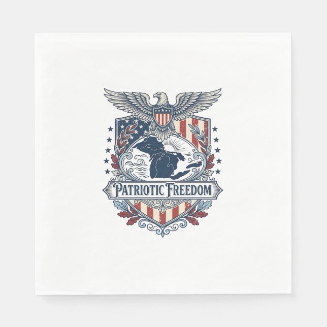 Patriotic Great Lakes Pride Vector Graphic Tee_1 Napkins (Front)