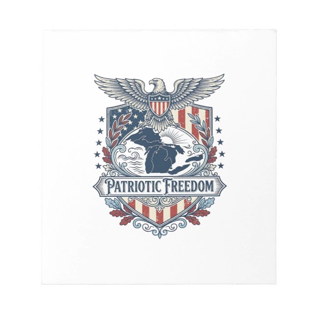 Patriotic Great Lakes Pride Vector Graphic Tee_1 Notepad (Front)