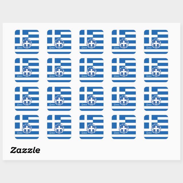 Patriotic Greece & Greek flag, holiday / sports Square Sticker (Sheet)