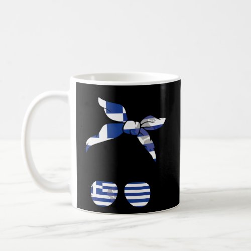 Patriotic Greece Mom Messy Bun Greek Flag Coffee Mug