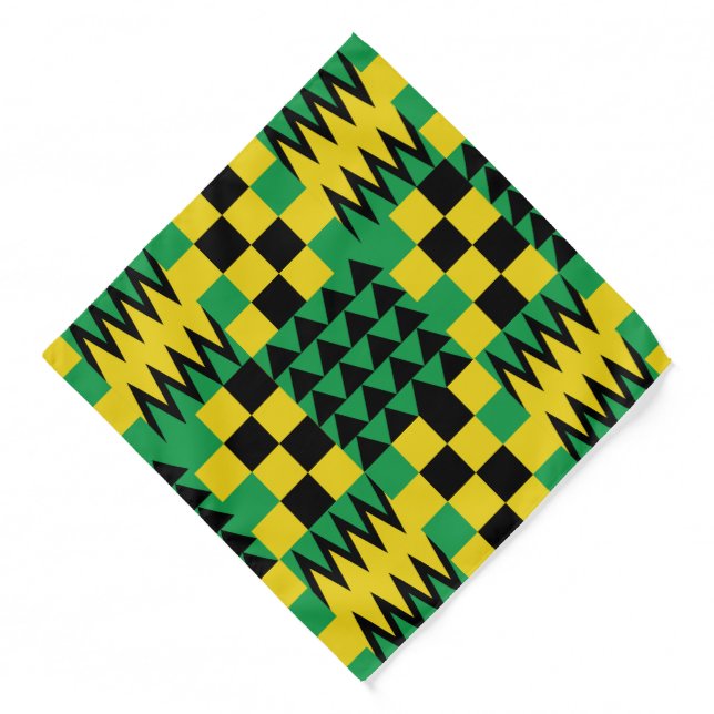 Patriotic Green Yellow Black Jamaican Patterned Bandana (Front)