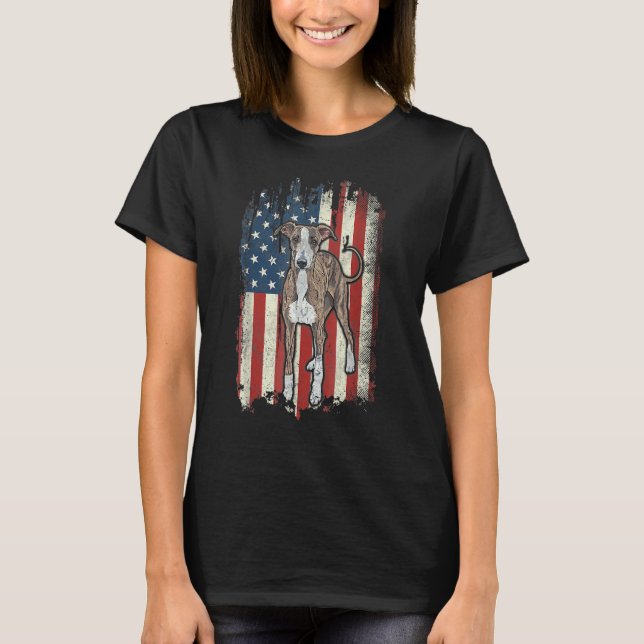 Patriotic Greyhound American Flag Dog  Men Women T-Shirt (Front)