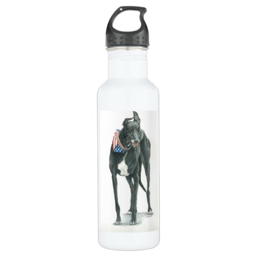 Patriotic Greyhound Dog Art Stainless Steel Water Bottle
