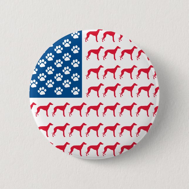 Patriotic Greyhound Dog Button (Front)