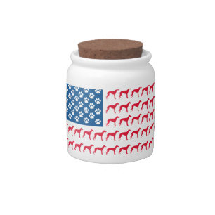 Patriotic Greyhound Dog Candy Jar