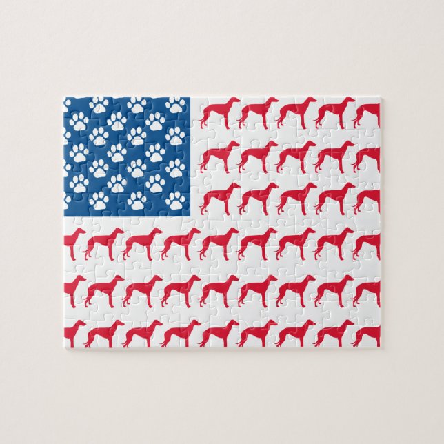 Patriotic Greyhound Dog Jigsaw Puzzle (Horizontal)