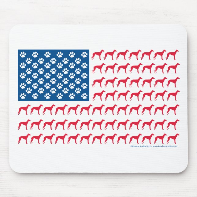 Patriotic Greyhound Dog Mouse Pad (Front)