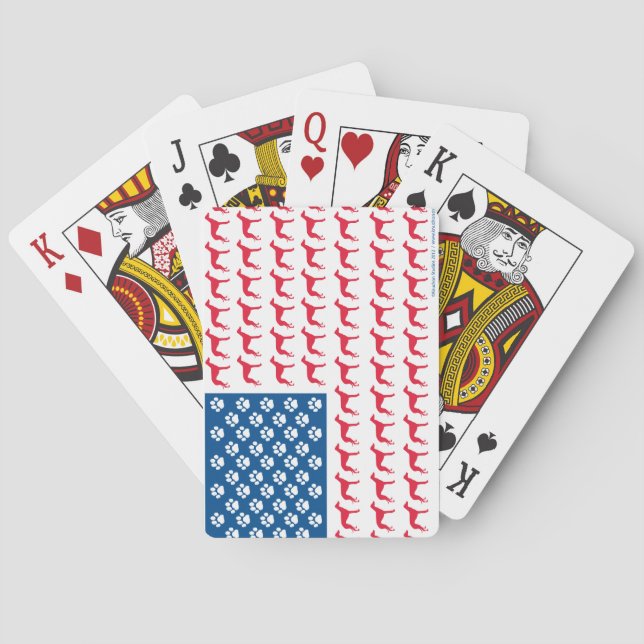 Patriotic Greyhound Dog Poker Cards (Back)