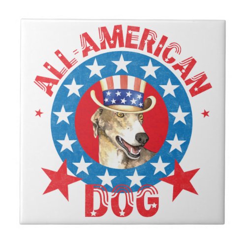 Patriotic Greyhound Tile