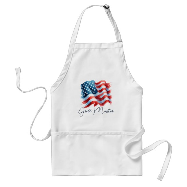 Patriotic Grill Master American Flag Adult Apron (Front)