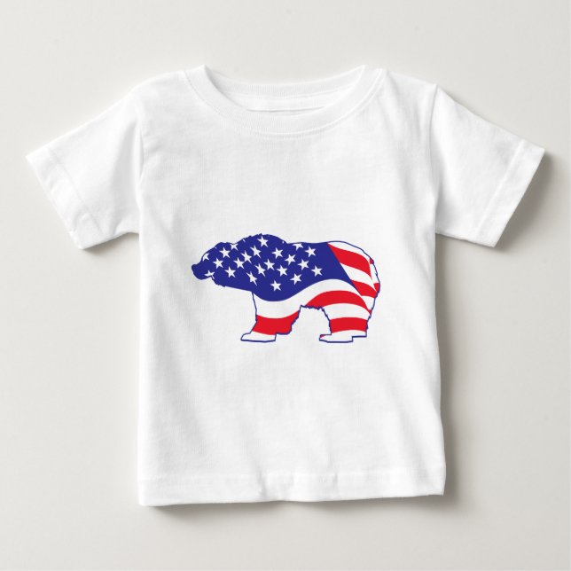 Patriotic Grizzly Bear Baby T-Shirt (Front)