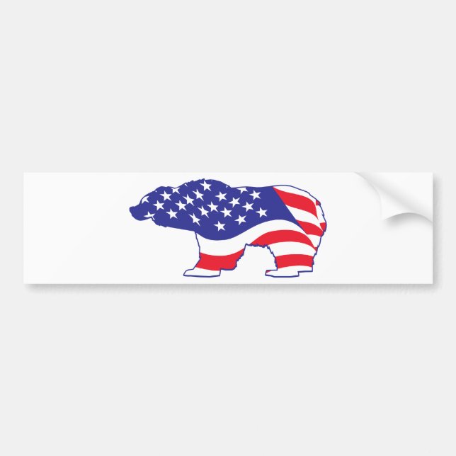Patriotic Grizzly Bear Bumper Sticker (Front)