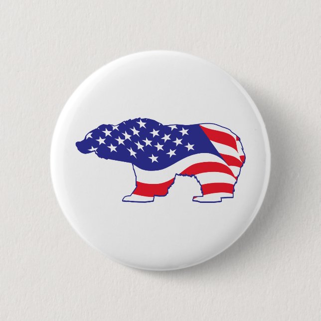 Patriotic Grizzly Bear Button (Front)