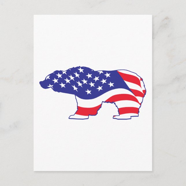 Patriotic Grizzly Bear Postcard (Front)
