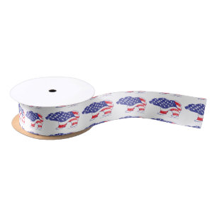Patriotic-Grizzly-distress Satin Ribbon