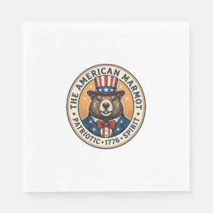 Patriotic Groundhog Vintage Engraving Shirt Design Napkins