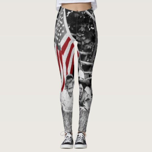 Patriotic Group Women American Flag Circa 1910 Leggings