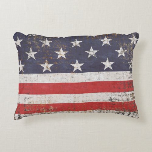 Patriotic Grunge American Flag Accent Pillow