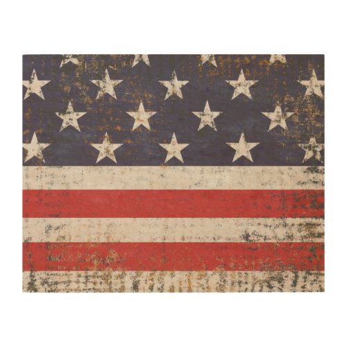Patriotic Grunge American Flag Wood Wall Art