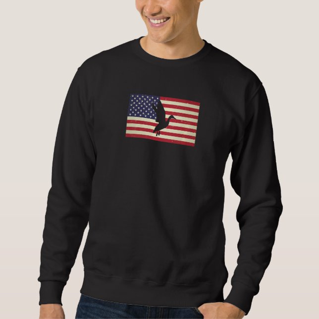 Patriotic Grunge Distressed Usa American Flag Duck Sweatshirt (Front)
