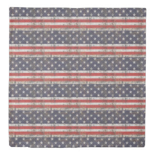 Patriotic Grunge Stars and Stripes Pattern Duvet Cover