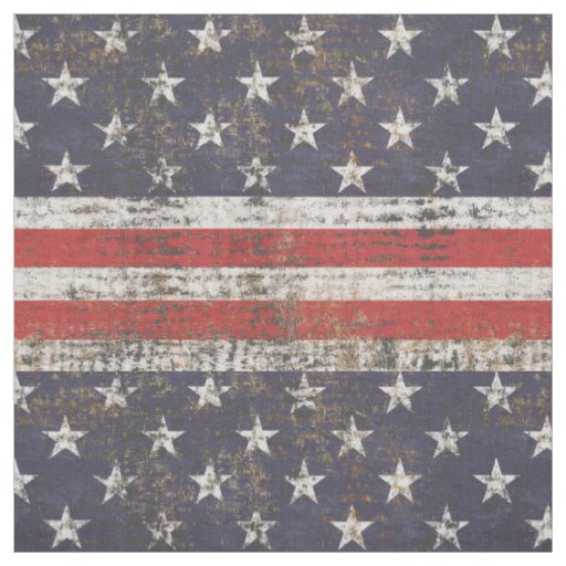 Patriotic Grunge Stars and Stripes Pattern Fabric