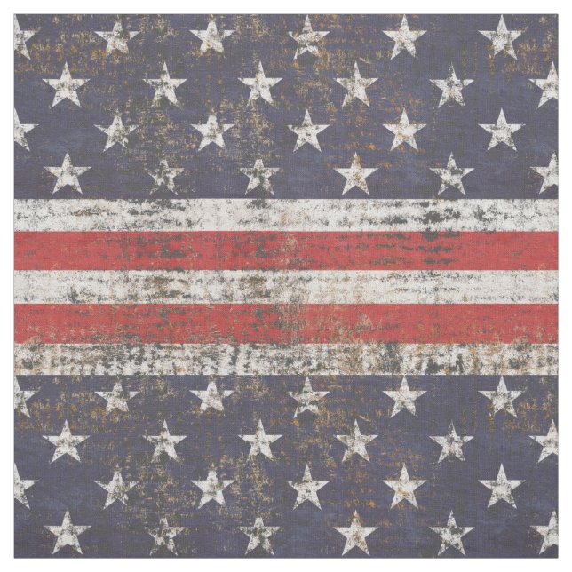 Patriotic Grunge Stars and Stripes Pattern Fabric (Swatch)
