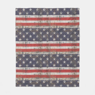 Patriotic Grunge Stars and Stripes Pattern Fleece Blanket