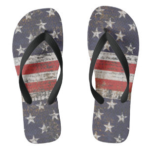 Patriotic Grunge Stars and Stripes Pattern Flip Flops
