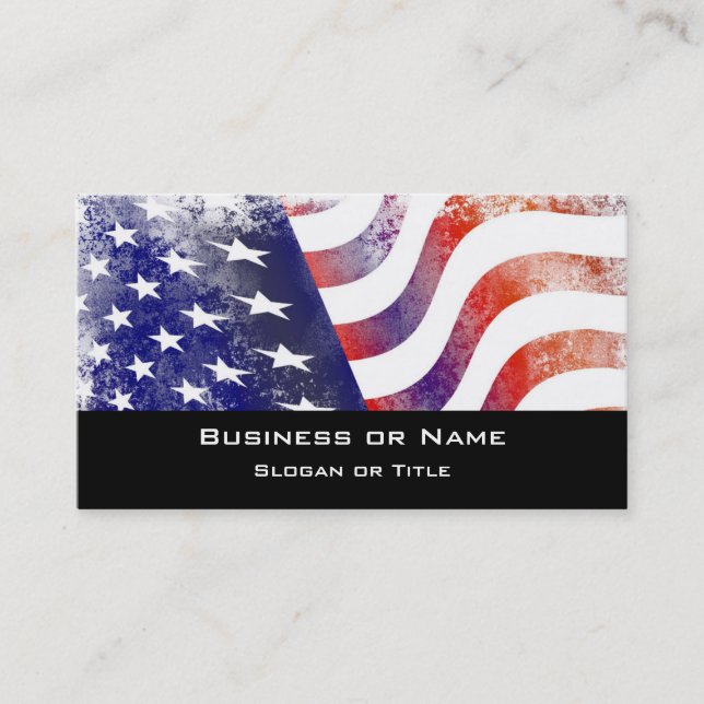 Patriotic Grunge Style Faded American Flag Business Card (Front)