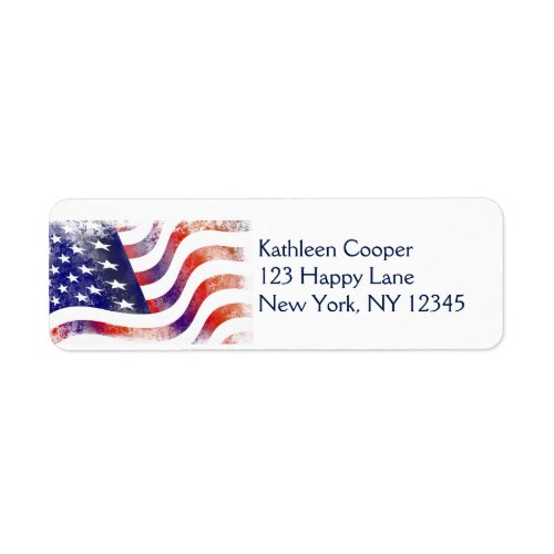 Patriotic Grunge Style Faded American Flag Label
