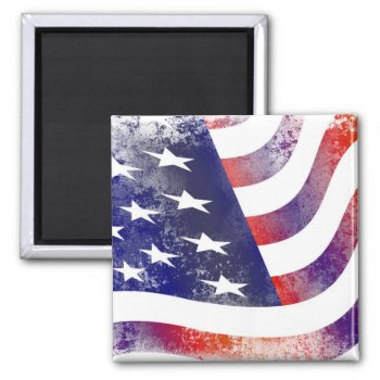 Patriotic Grunge Style Faded American Flag Magnet by Mirribug at Zazzle