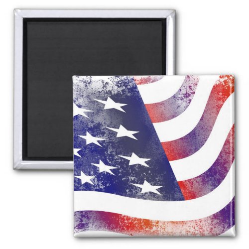 Patriotic Grunge Style Faded American Flag Magnet