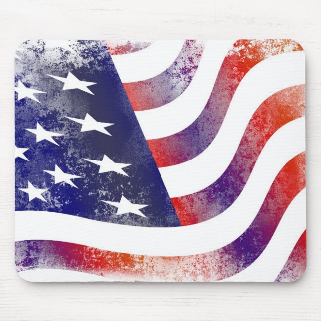 Patriotic Grunge Style Faded American Flag Mouse Pad (Front)