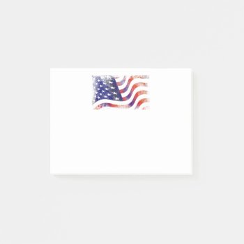 Patriotic Grunge Style Faded American Flag Post-it Notes by Mirribug at Zazzle