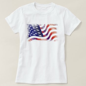 Patriotic Grunge Style Faded American Flag T-shirt by Mirribug at Zazzle