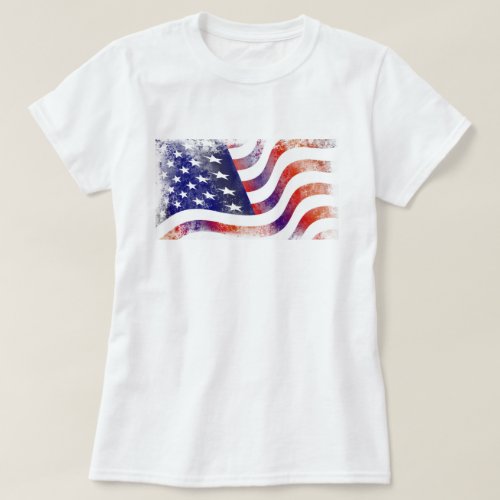 Patriotic Grunge Style Faded American Flag T_Shirt