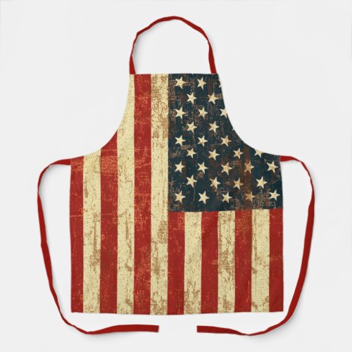 Patriotic Grungy American USA Flag Apron