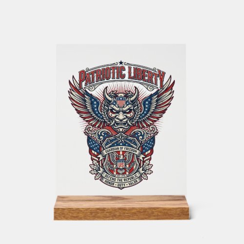 Patriotic Guardian Mask Freedom Military Inspired  Acrylic Sign
