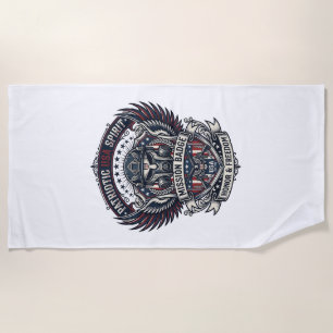 Patriotic Guardian Mask Freedom Military Inspired  Beach Towel