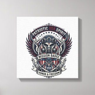 Patriotic Guardian Mask Freedom Military Inspired Canvas Print