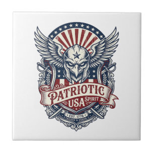 Patriotic Guardian Mask Freedom Military Inspired  Ceramic Tile