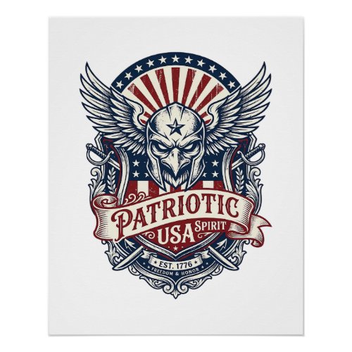 Patriotic Guardian Mask Freedom Military Inspired Poster
