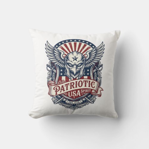 Patriotic Guardian Mask Freedom Military Inspired Throw Pillow