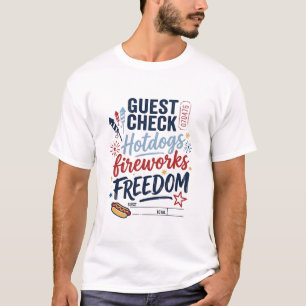 Patriotic Guest Check Hotdogs Fireworks Freedom Sh T-Shirt