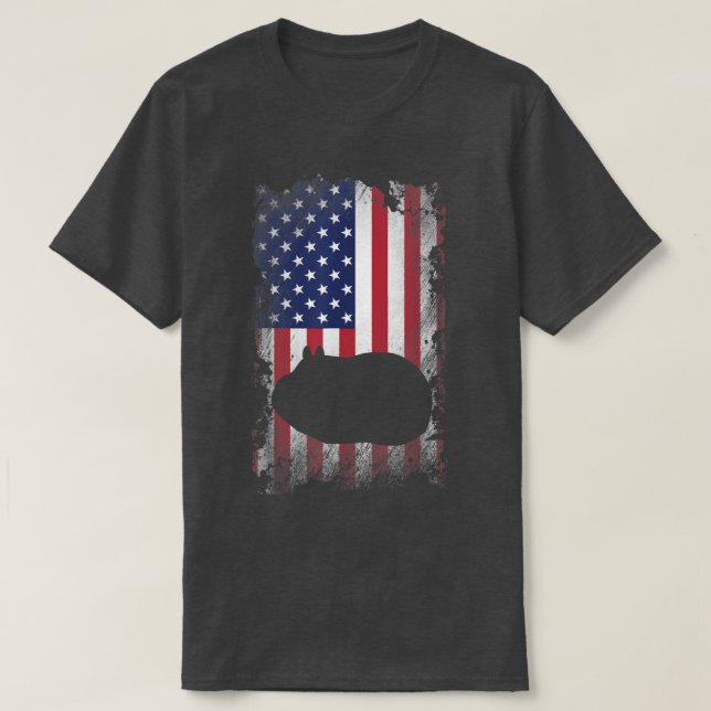 Patriotic Guinea Pig American Flag Cool Guinea Pig T-Shirt (Design Front)