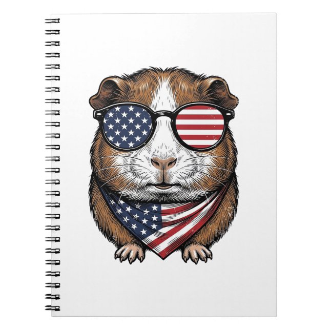 Patriotic Guinea Pig Vintage Engraving Notebook (Front)